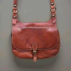 Patricia Nash Saddle Bag Crossbody In Chestnut Brown Leather